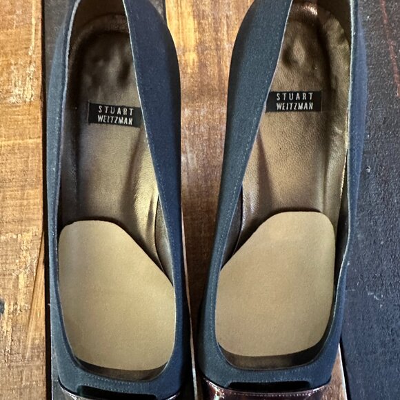 Stuart Weitzman Black Fabric Tortoise Toe Sculpted Heel Pumps Size 8.5 B - Picture 6 of 6